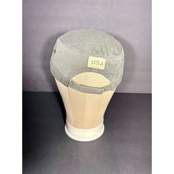 Olive Green Military‑Style Cotton Cadet Cap Adjustable One Size - Picture 3 of 5